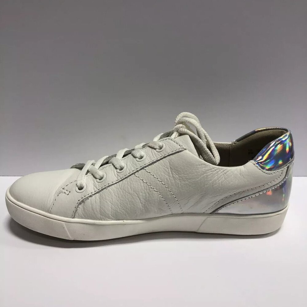 Naturalizer White Leather Sneaker with Iridescent Heel